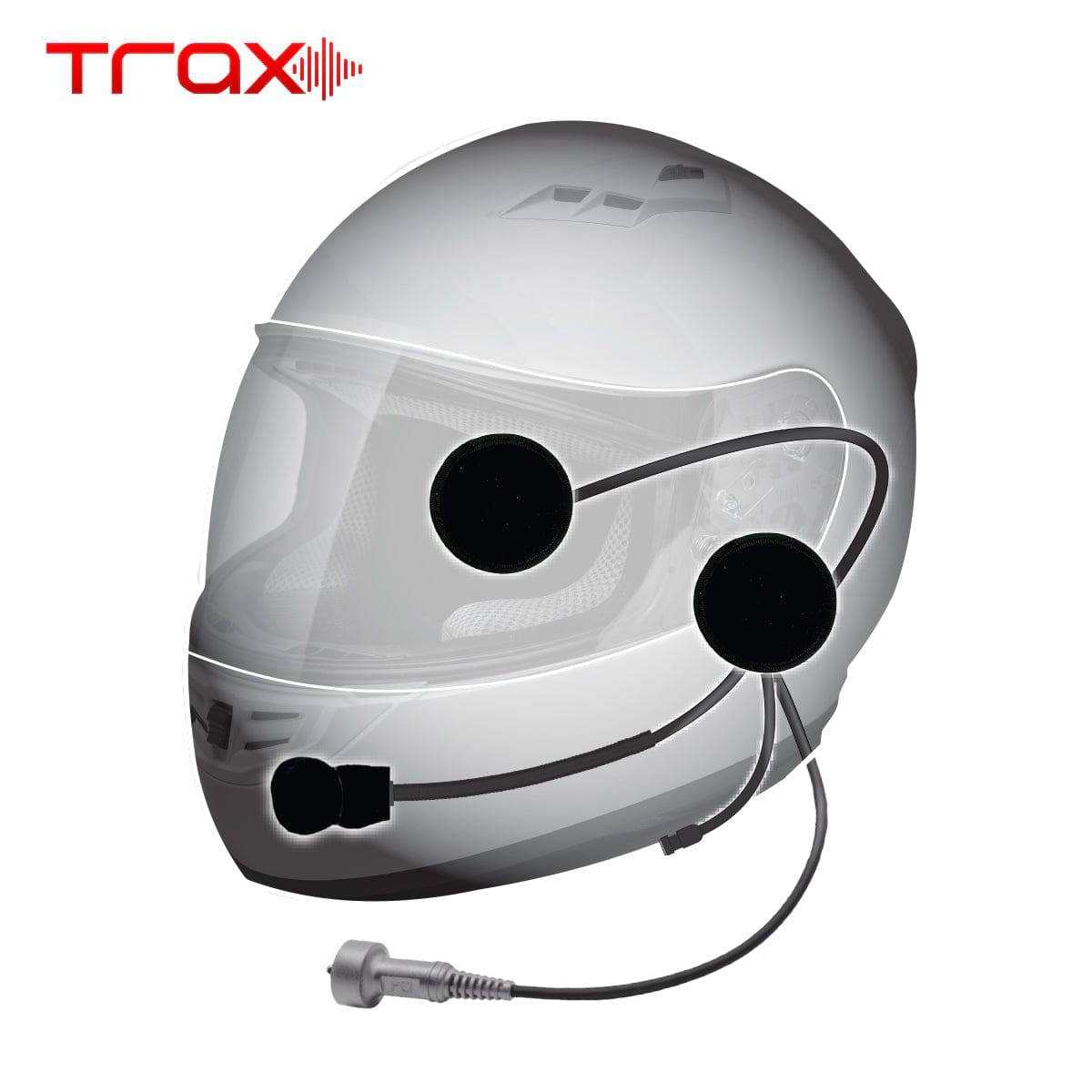 Trax Stereo Helmet wiring kit with noise-cancelling microphones, 300ohm speakers, and 3.5mm stereo earjack for Trax intercom systems