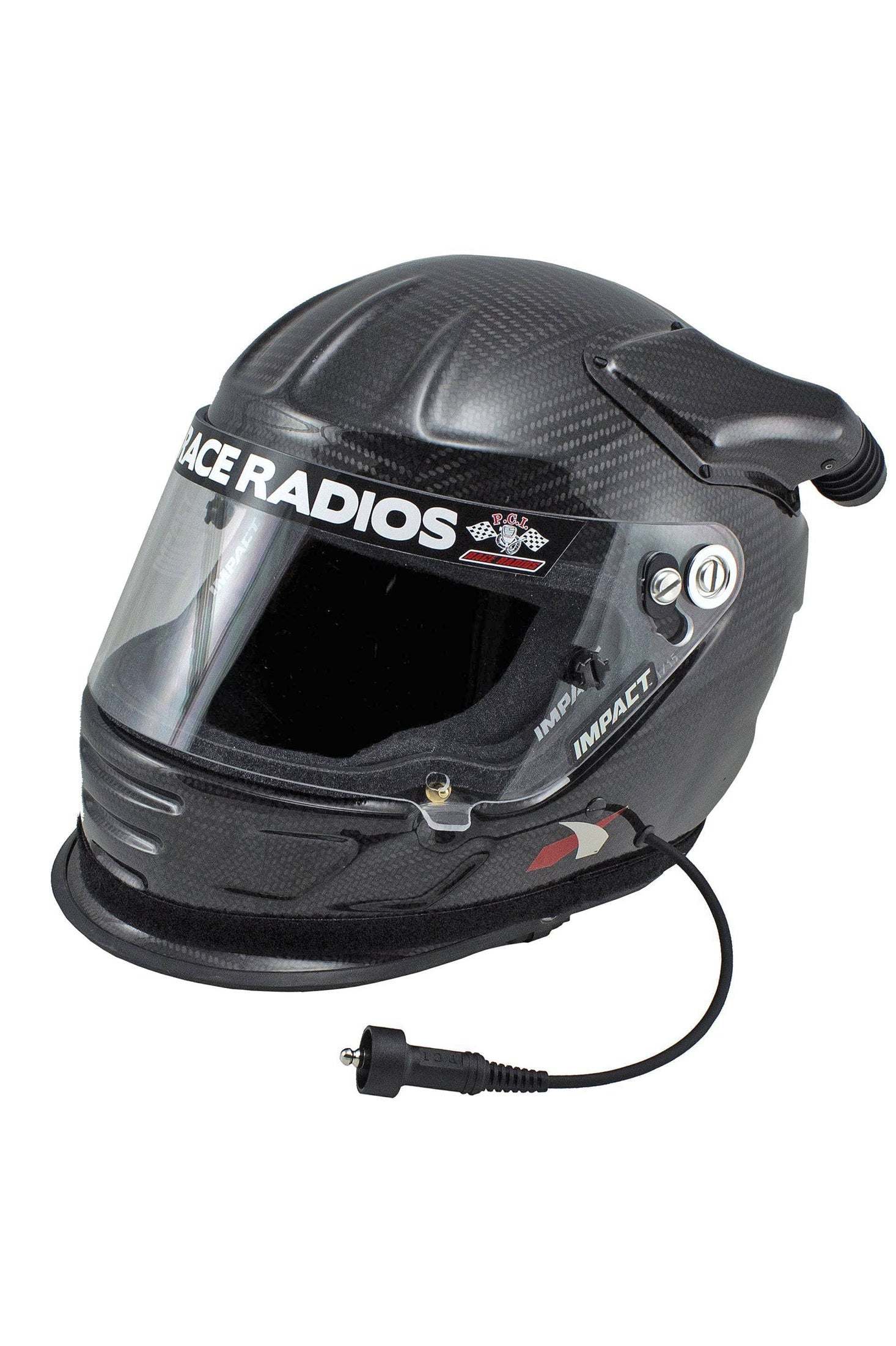 SA2020 Carbon Fiber Impact helmet with wired audio and air draft features.