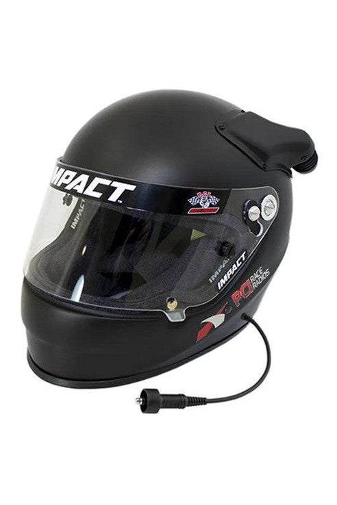 PCI Elite Wired Impact Evo OS20 Helmet in flat black finish with contoured cheek pads and wide eye port.