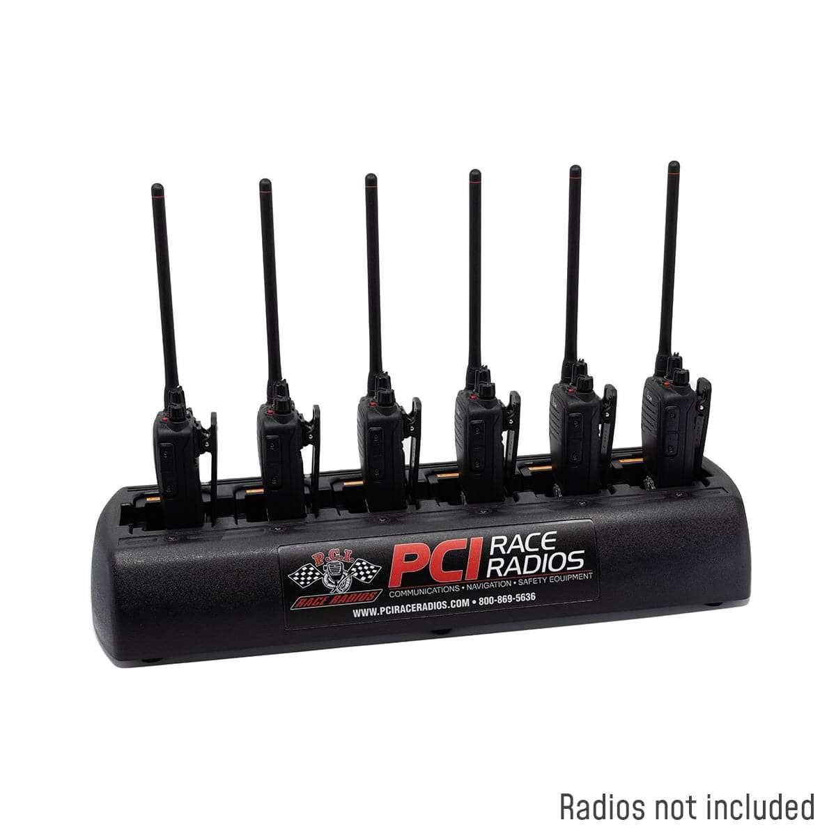 Slim 6-Unit gang multi battery charger compatible with Icom and Kenwood radios