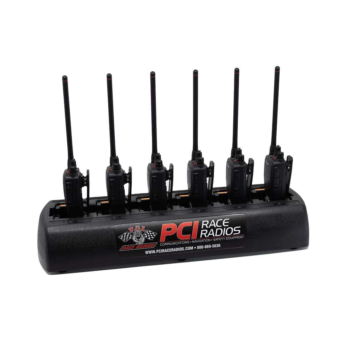 Six Icom Hand Held radios with gang charger and rapid chargers, waterproof and high capacity batteries