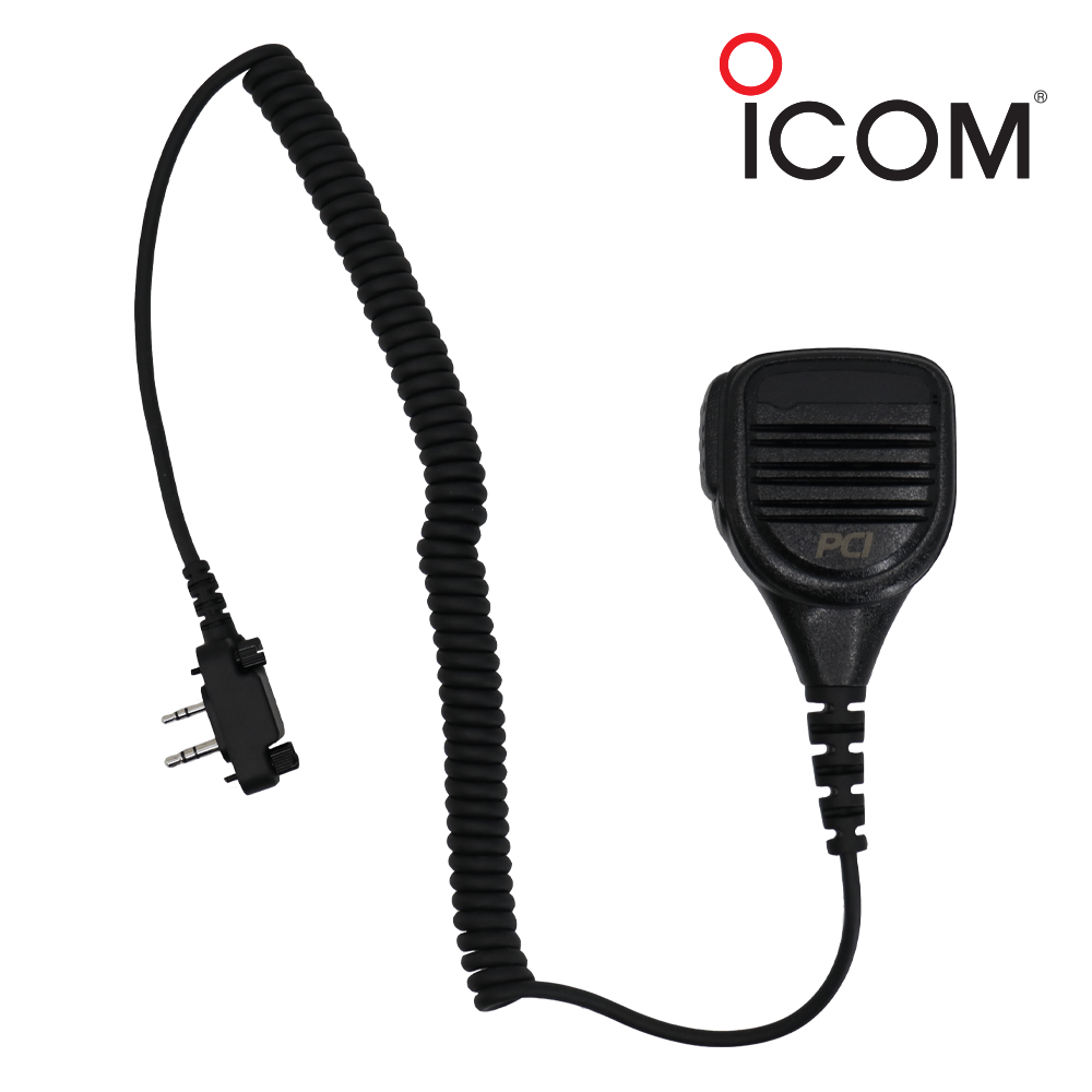 Hand held speaker mic with button, 4-foot coiled cord, and quick clip, compatible with Icom and Kenwood radios