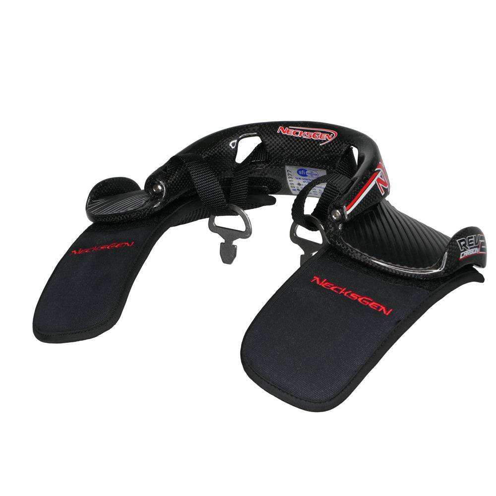 NecksGen Rev 2 Carbon lightweight carbon fiber head and neck restraint system with quick release hardware and padded comfort