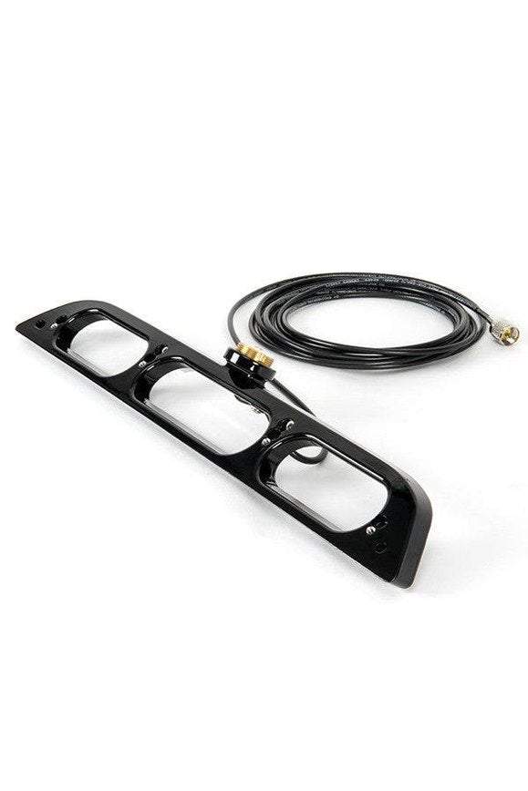 Third brake light antenna mount with coaxial cable for trucks.