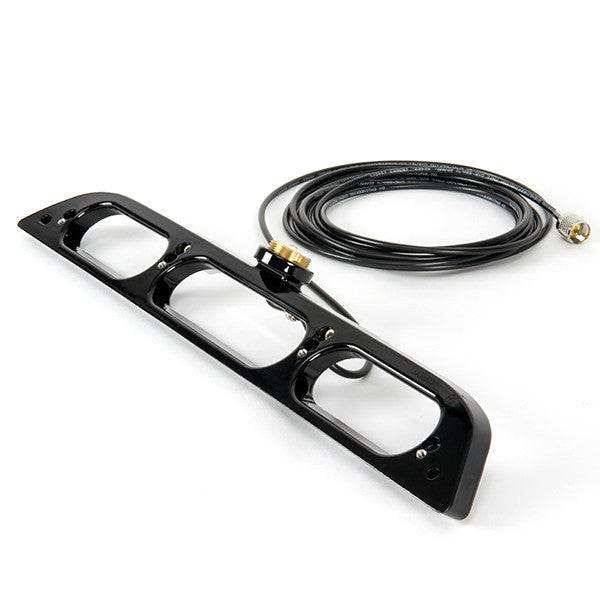Brake Light Antenna Mount installed on truck cab with weather-tight seal and coax cable