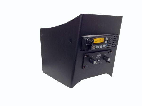 Arctic Cat Wildcat bracket for PCI Intercom and Icom Race Radio installation with powder-coated finish