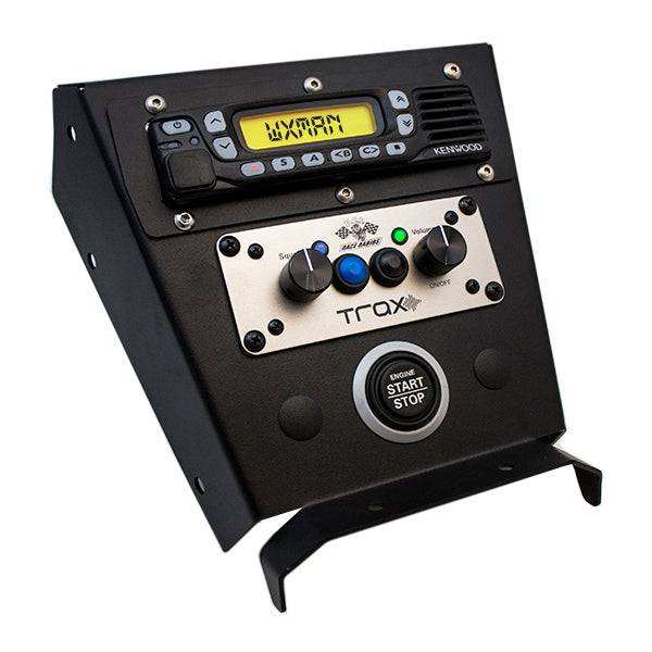 Can-Am X3 pillar replacement bracket with side panels and radio mount for Kenwood and Icom radios installation