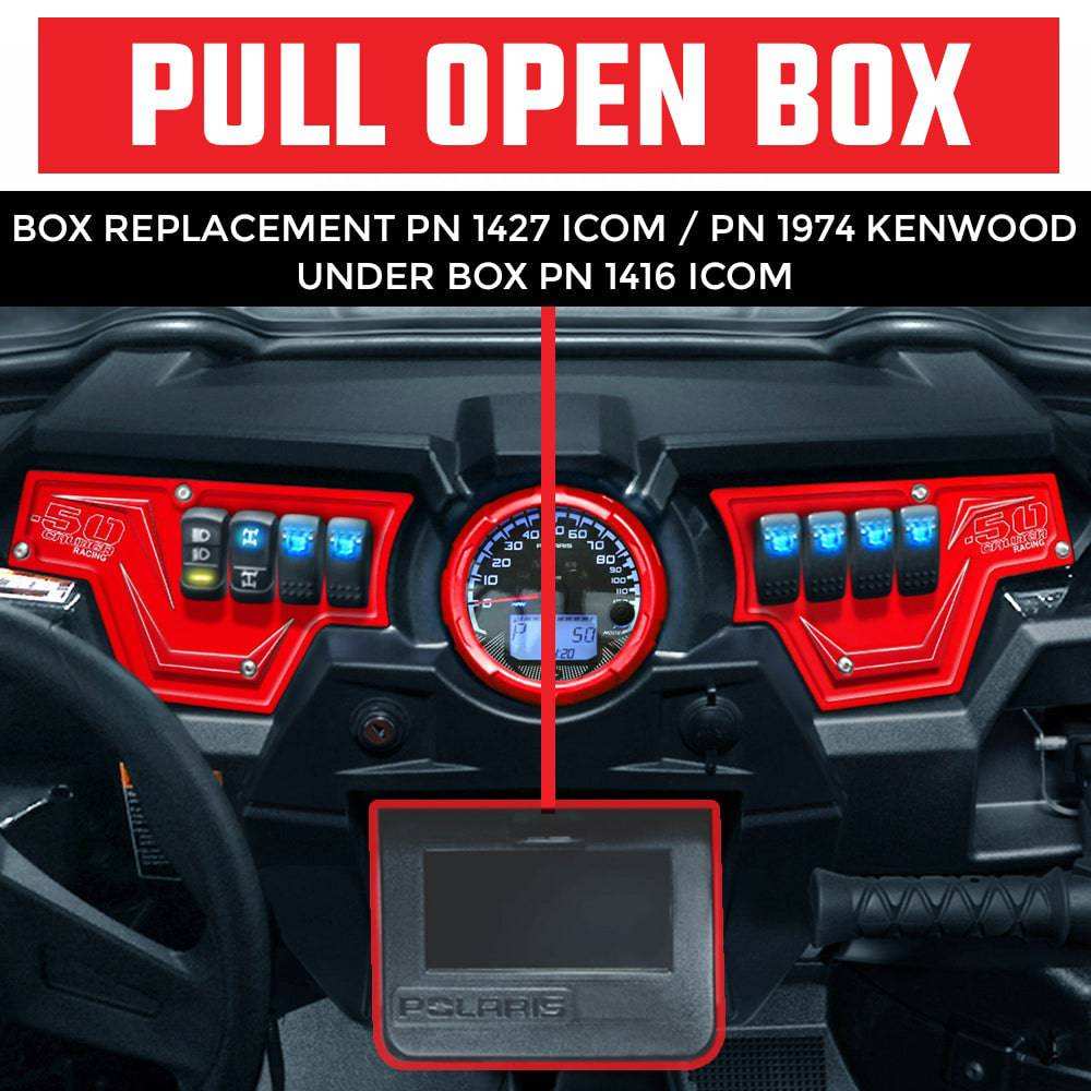 RZR Pull Open Box Replacement Radio and Intercom Bracket - PCI Race Radios