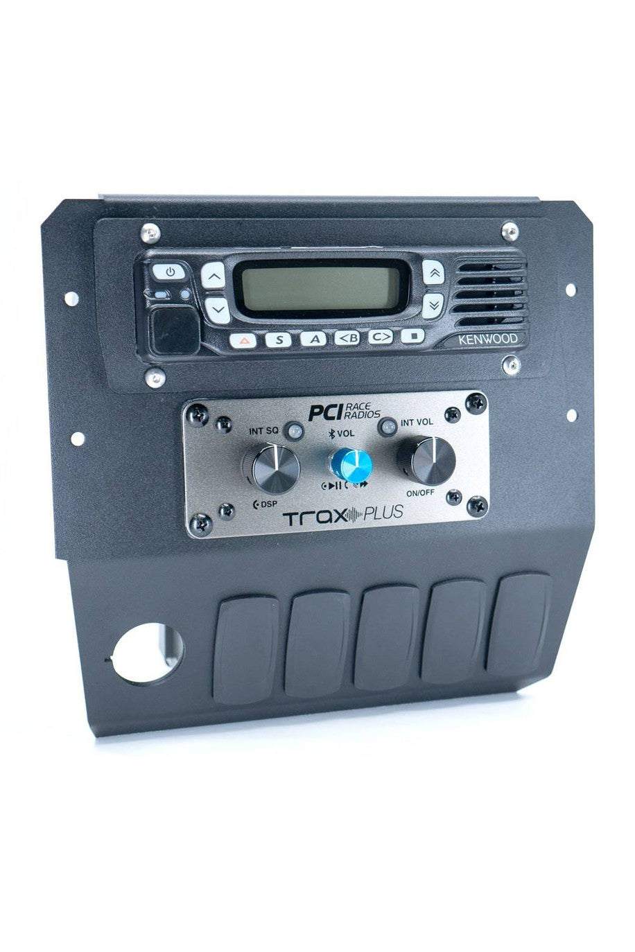 Polaris General Lower Bracket for Ride Command, compatible with Kenwood and Icom radios, includes hardware and switch plugs.