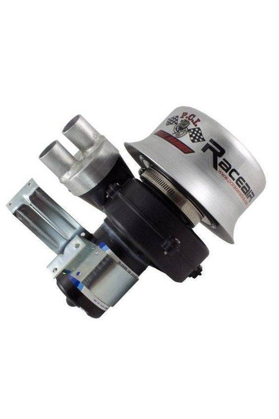 RaceAir Max Dual high-volume clean air system, PCI Race Air helmets, dual outlet, water-resistant housing.