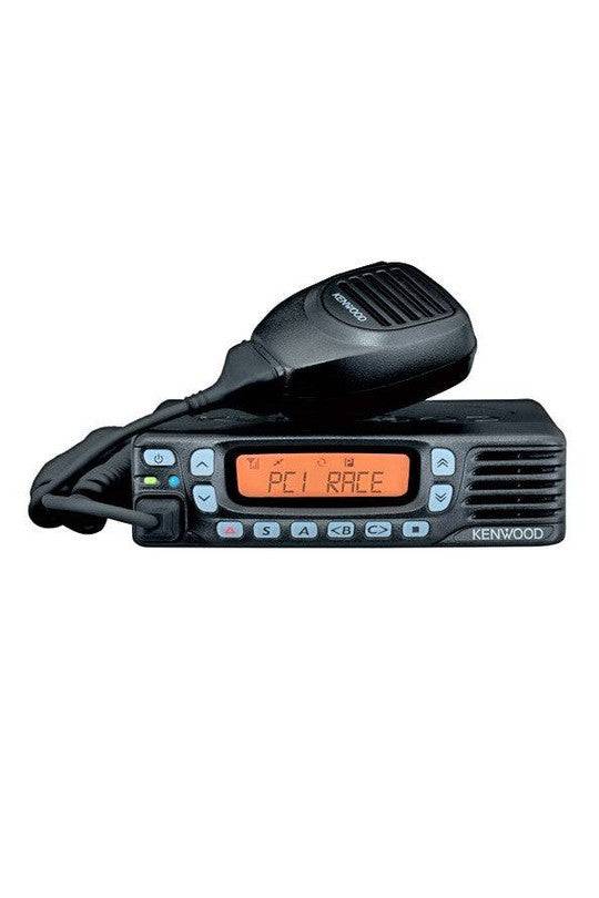 Kenwood TK-7360HK Radio with hand microphone, featuring 50 watts and 128 channels.