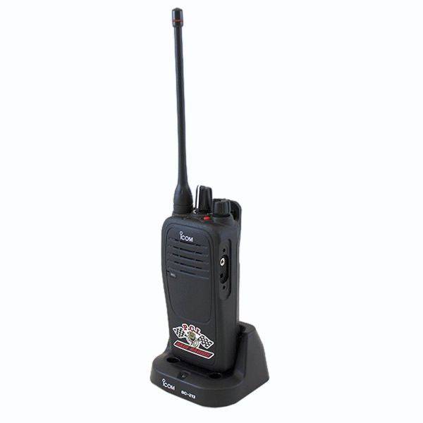 Icom F2000 Hand Held radio with rapid charger, compact and waterproof design, 16 channels with announcement, lithium-ion battery