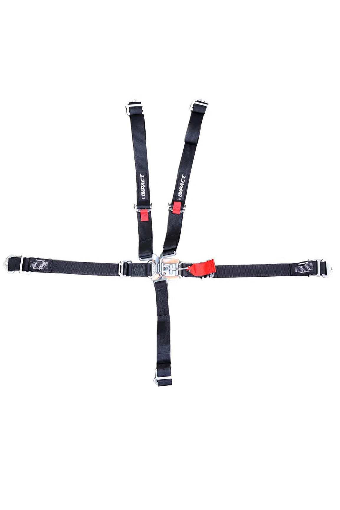 Impact 16.5 PRO Series black 5-point racing harness with latch and link buckle and bolt-in hardware