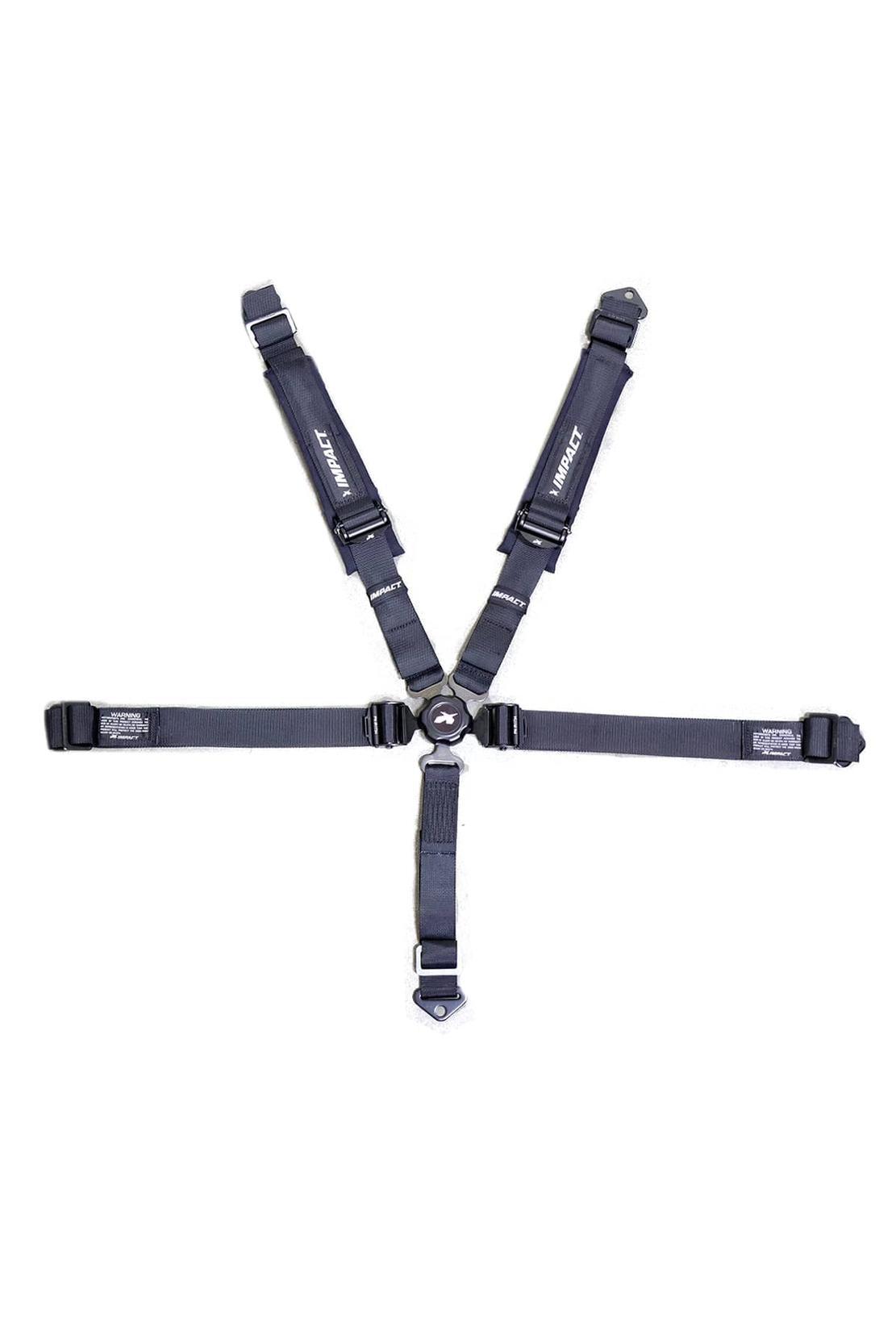 Impact PRO Series Camlock 5 point Restraints in black, designed for racing safety with high-strength polyester webbing and easy-to-use integral adjusters.
