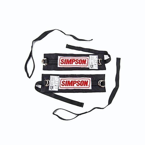 Simpson Arm / Wrist Restraints with padded arm bands, steel hardware, quick release, meeting SFI 3.3 standards