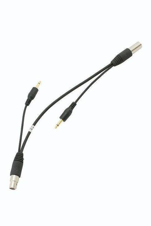 Inline Raceceiver radio adapter with multiple connectors for improved audio integration.