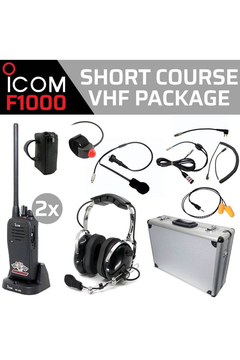 Short Course F1000 Package with Icom radios, headset, harness, and carrying case.