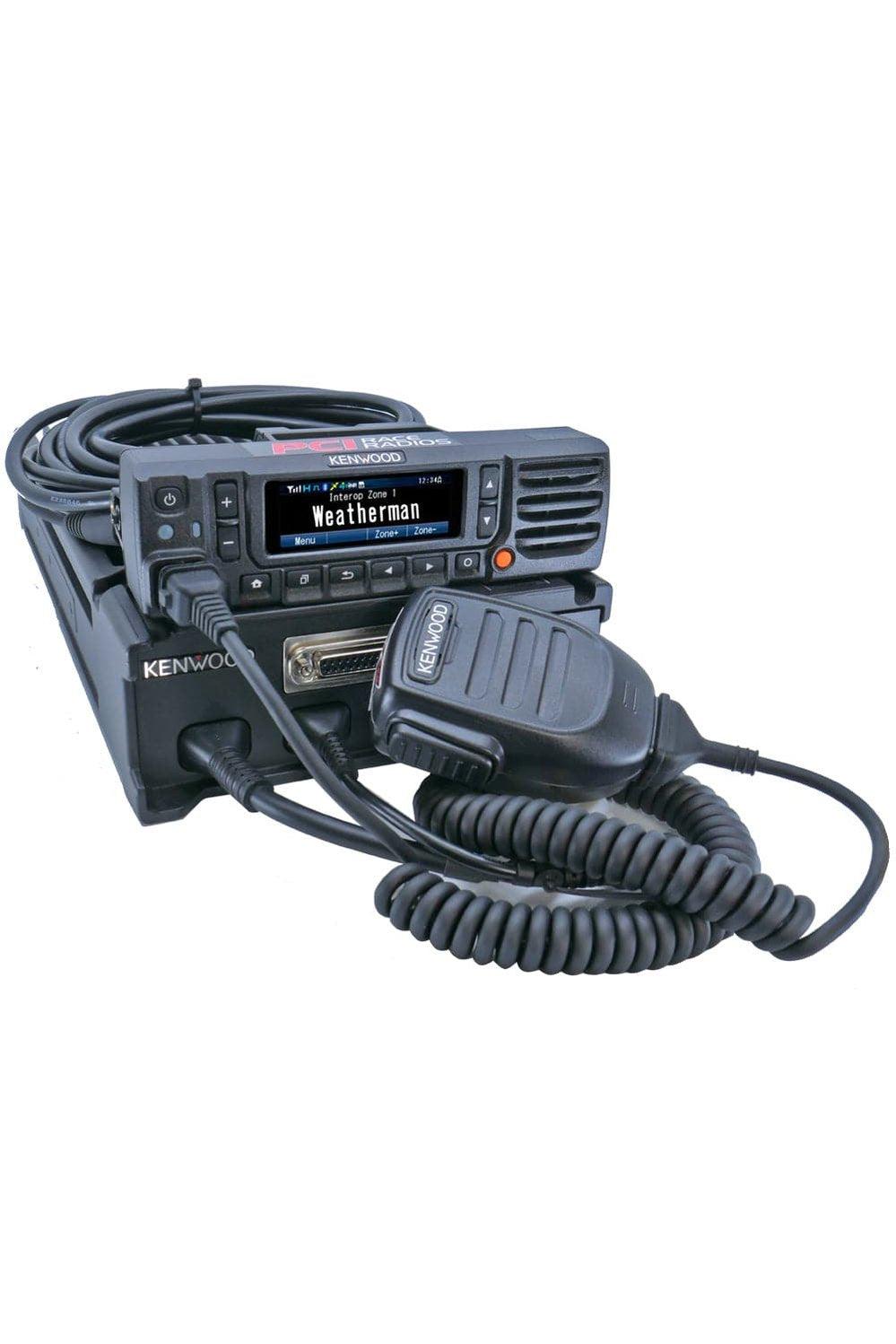 Kenwood NX-5700 110-Watt Mobile Radio with microphone and cables, featuring high power, noise cancelling, and full color display.