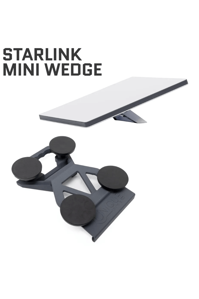 Starlink Mini Wedge Mount package with carbon fiber and magnetic feet for secure Starlink Mini antenna installation