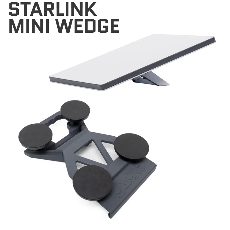Starlink Mini satellite antenna with Unique Componentry Wedge Mount package for portable high-speed internet