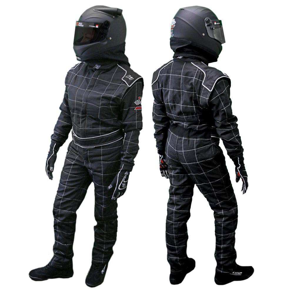 Size chart for PCI 2 Layer Youth Driving Suit SFI 3.2A/5 with measurements and sizes from Youth XS to Youth Large