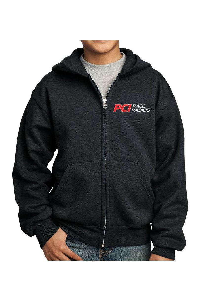 PCI Kids Zip Up Hoodie - Youth Off-Road Apparel, cozy and durable, black zip-up design.