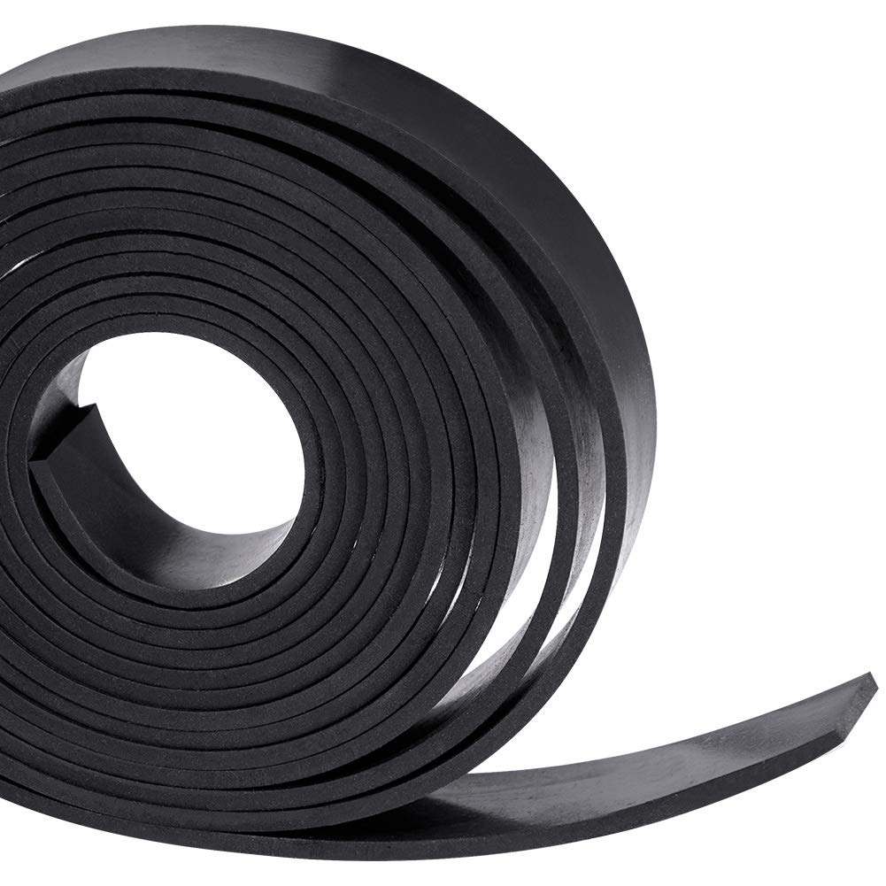 Black neoprene rubber strip roll 1/16 inch thick 1 inch wide 1 foot long solid durable seal