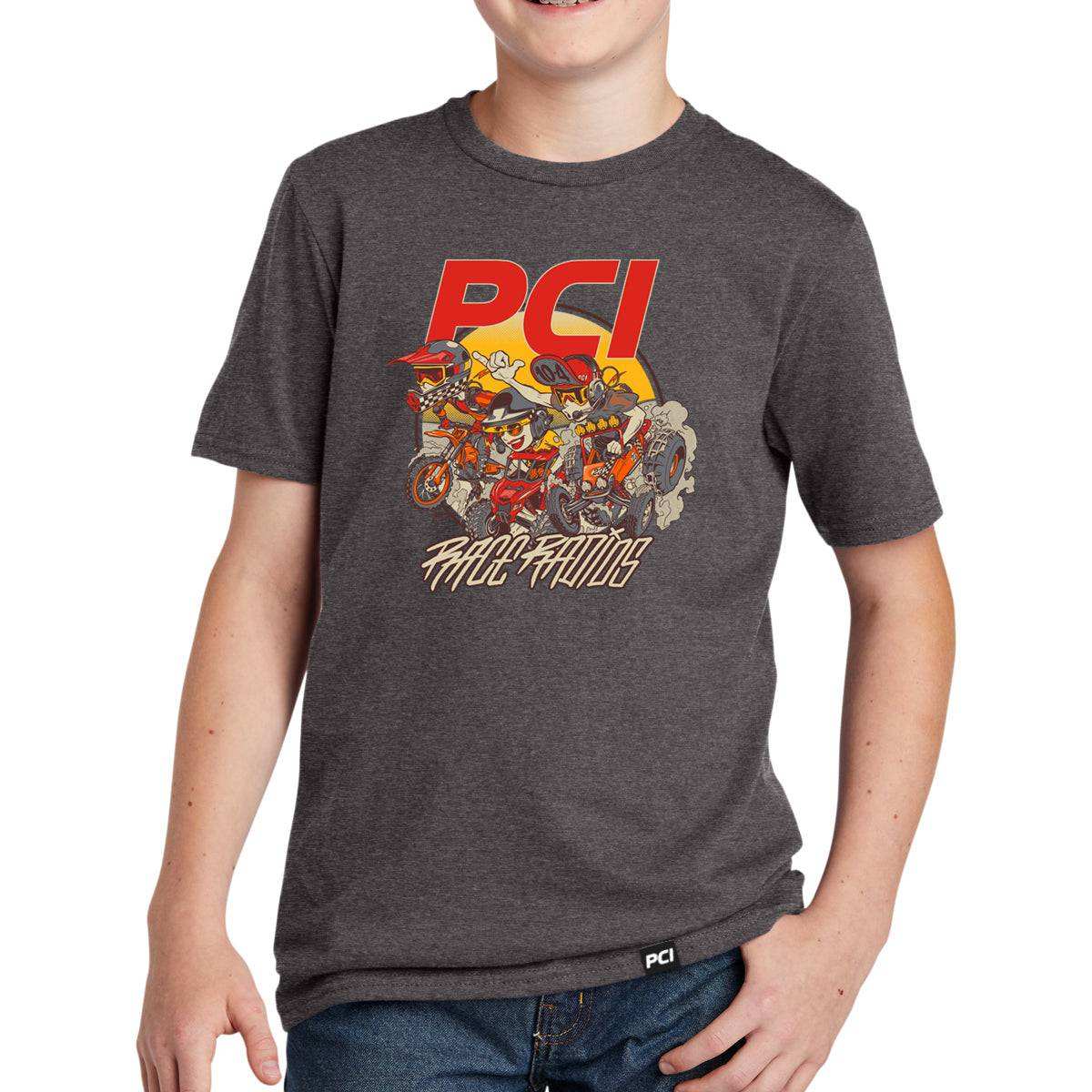 Kids wearing PCI Sandstorm shirt with desert dune artwork
