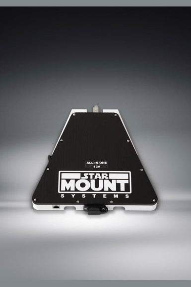 Star-Box 12V DC Conversion for Starlink Gen 3 by Star-Mount Systems, featuring a sleek black design with integrated WiFi-6 Router, suitable for mobile and vehicle use.