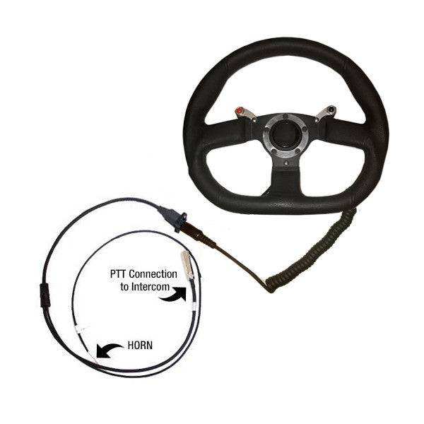 Quick disconnect steering wheel assembly with two Nexus push-to-talk buttons and wiring kit