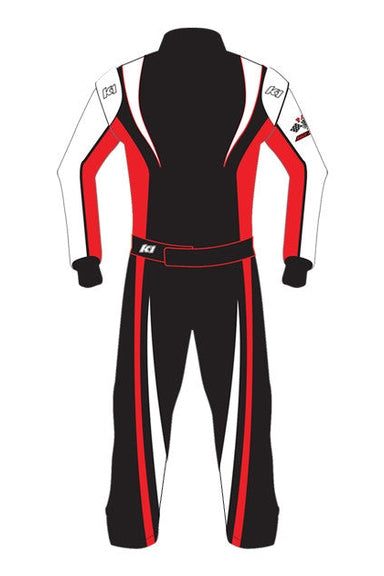 PCI 2 Layer Custom Driving Suit SFI 3.2A/5 in black, red, and white design.
