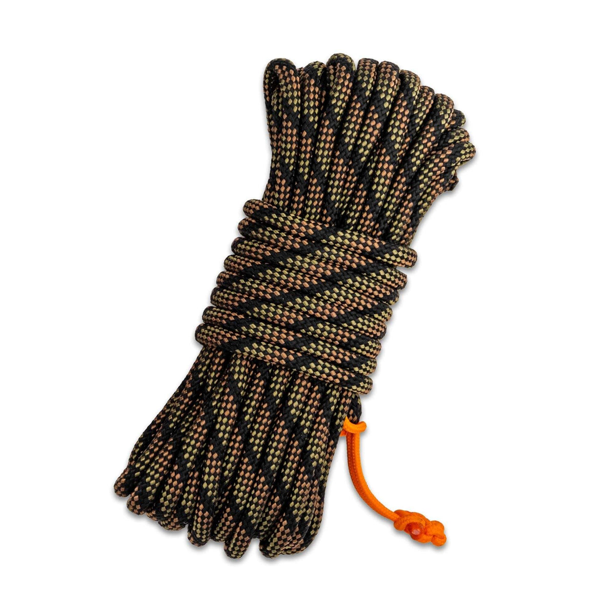SurvivorCord 25 FT QD with integrated fire tinder, fishing line, and utility wire, ideal for survival and shelter building.