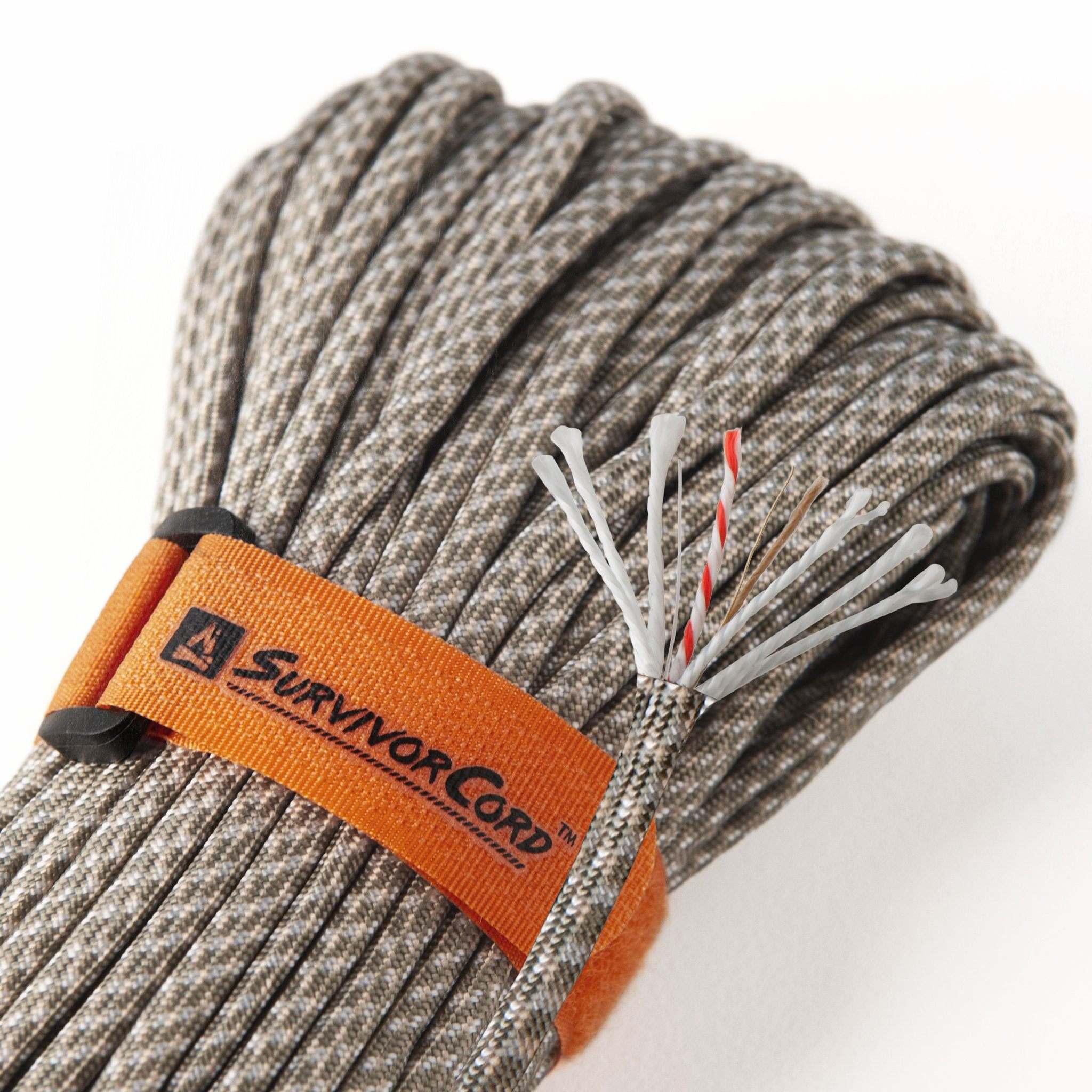 SurvivorCord ACU Gray 100 FT Survival Paracord with Fire Tinder