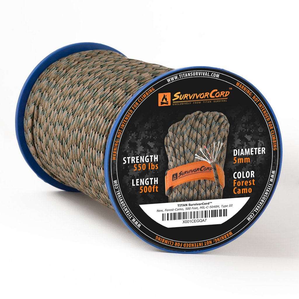 SurvivorCord Forest-Camo 550 Paracord with Survival Strands