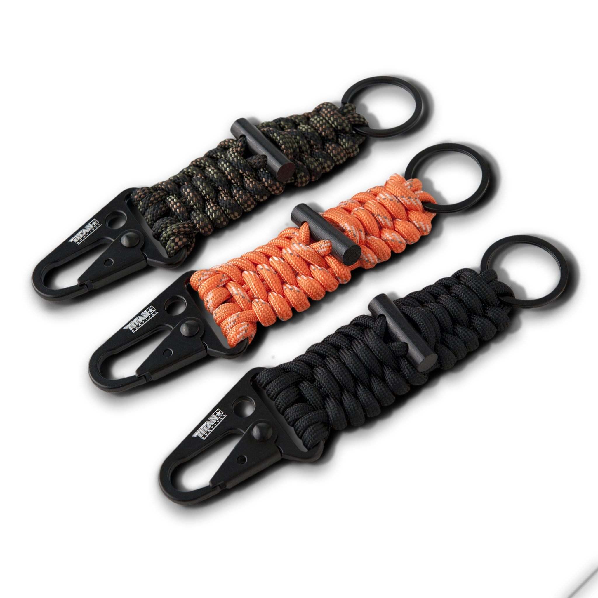 SurvivorCord Paracord Keychains | 3-PACK with Fire Starter