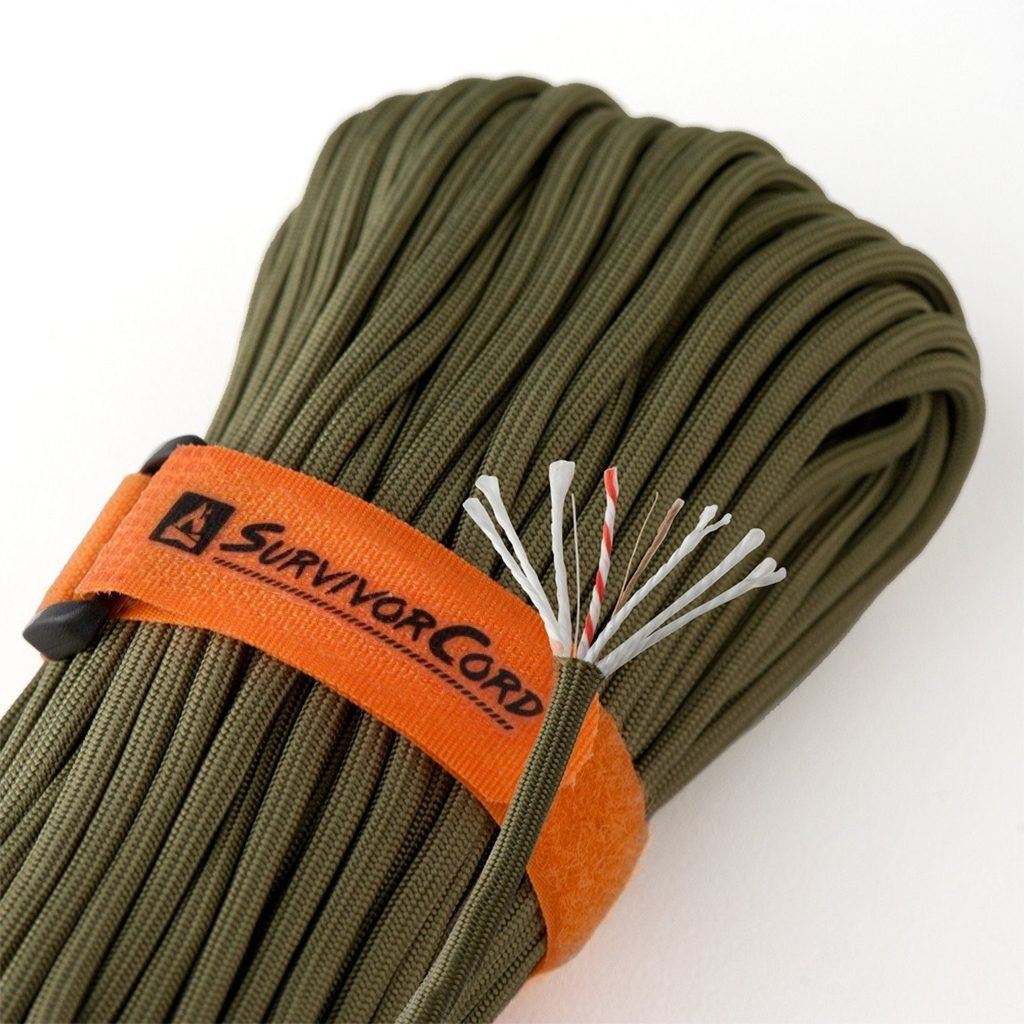 SurvivorCord Olive-Drab 100 FT Survival Paracord | MIL-STYLE