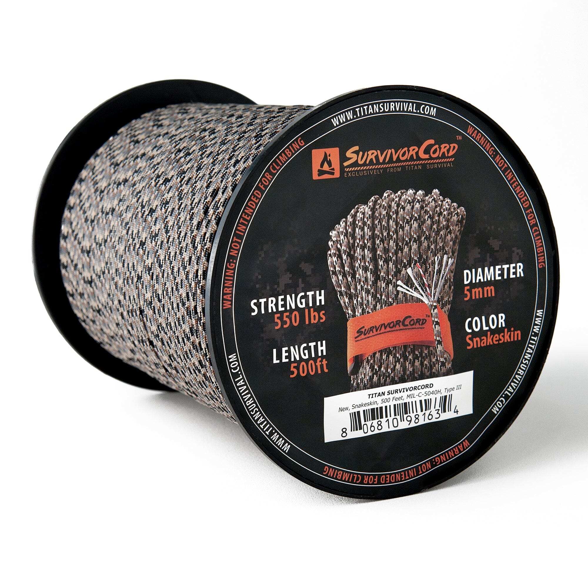 SurvivorCord - Snakeskin 550 Paracord with Fire Tinder