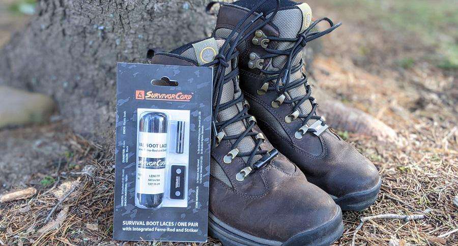 SurvivorCord Boot Laces with Fire Tinder, Fishing Line & Kevlar