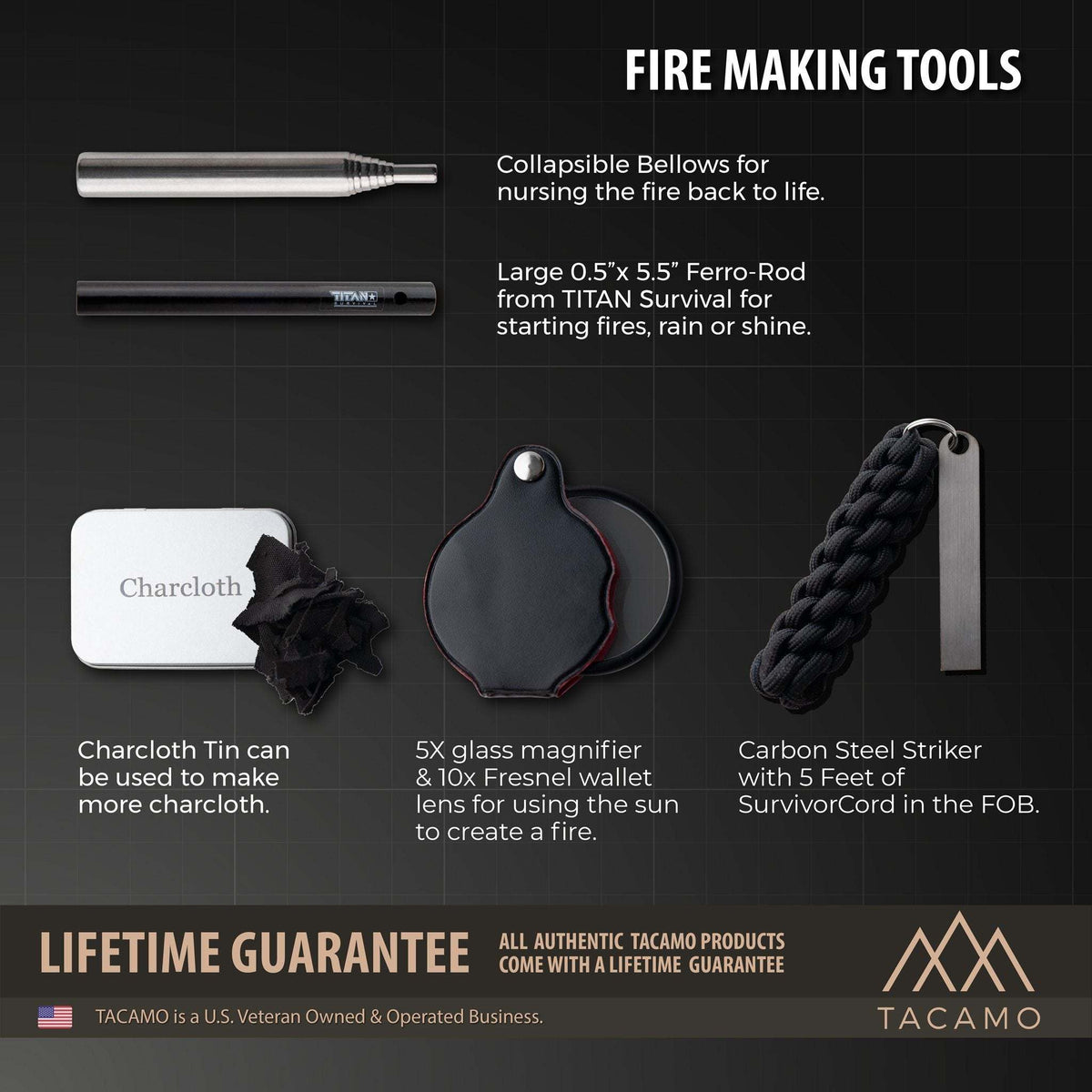 TACAMO 15-Piece Emergency Fire Kit - Survival Solution