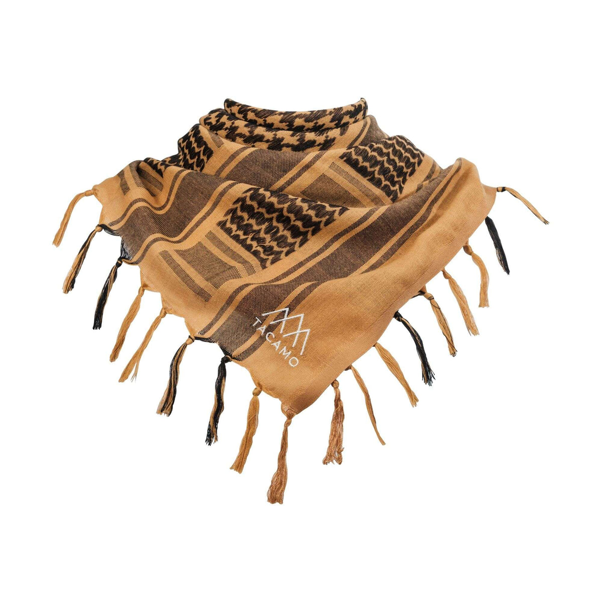 TACAMO® Shemagh Desert Scarf in Coyote Brown with tactical, traditional keffiyeh design.