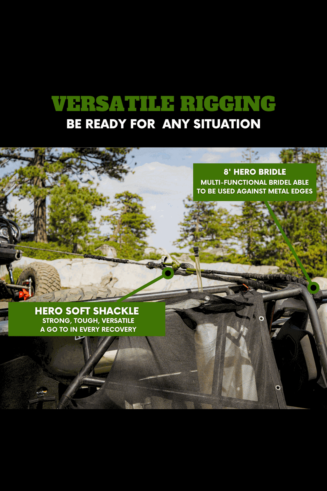 Titan Recovery Kit with hero bridle and soft shackle for versatile off-road rigging.