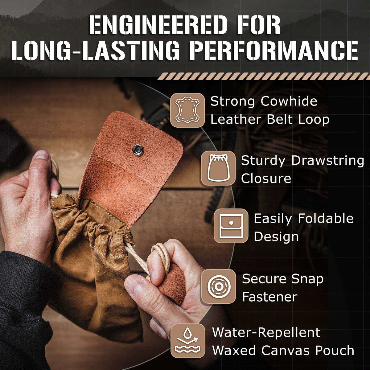 Canvas Foraging Pouch - Waxed, Rugged, Weather-Resistant, Hands-Free