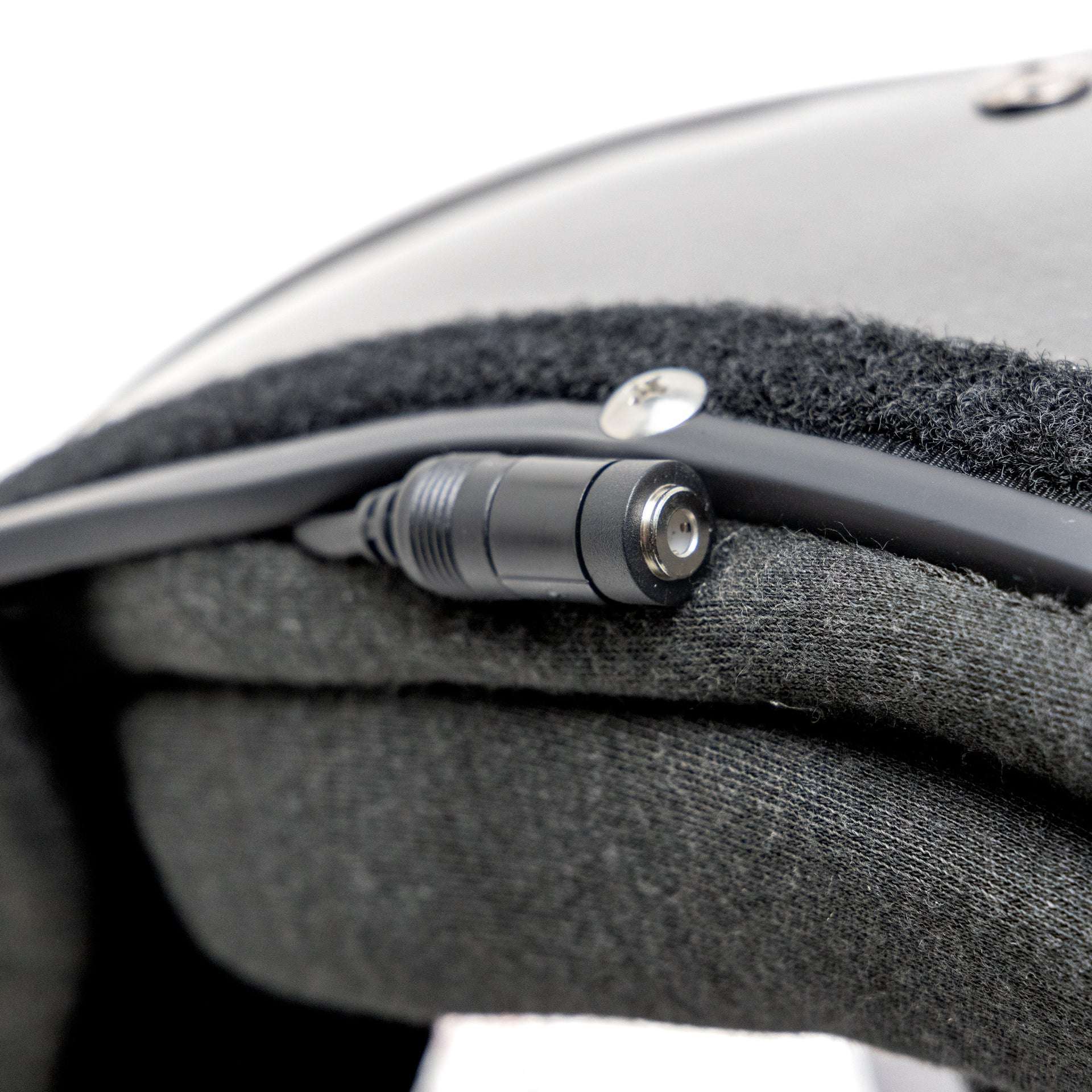 Helmet wiring with added 3.5mm ear jack for custom ear pieces and loud communication