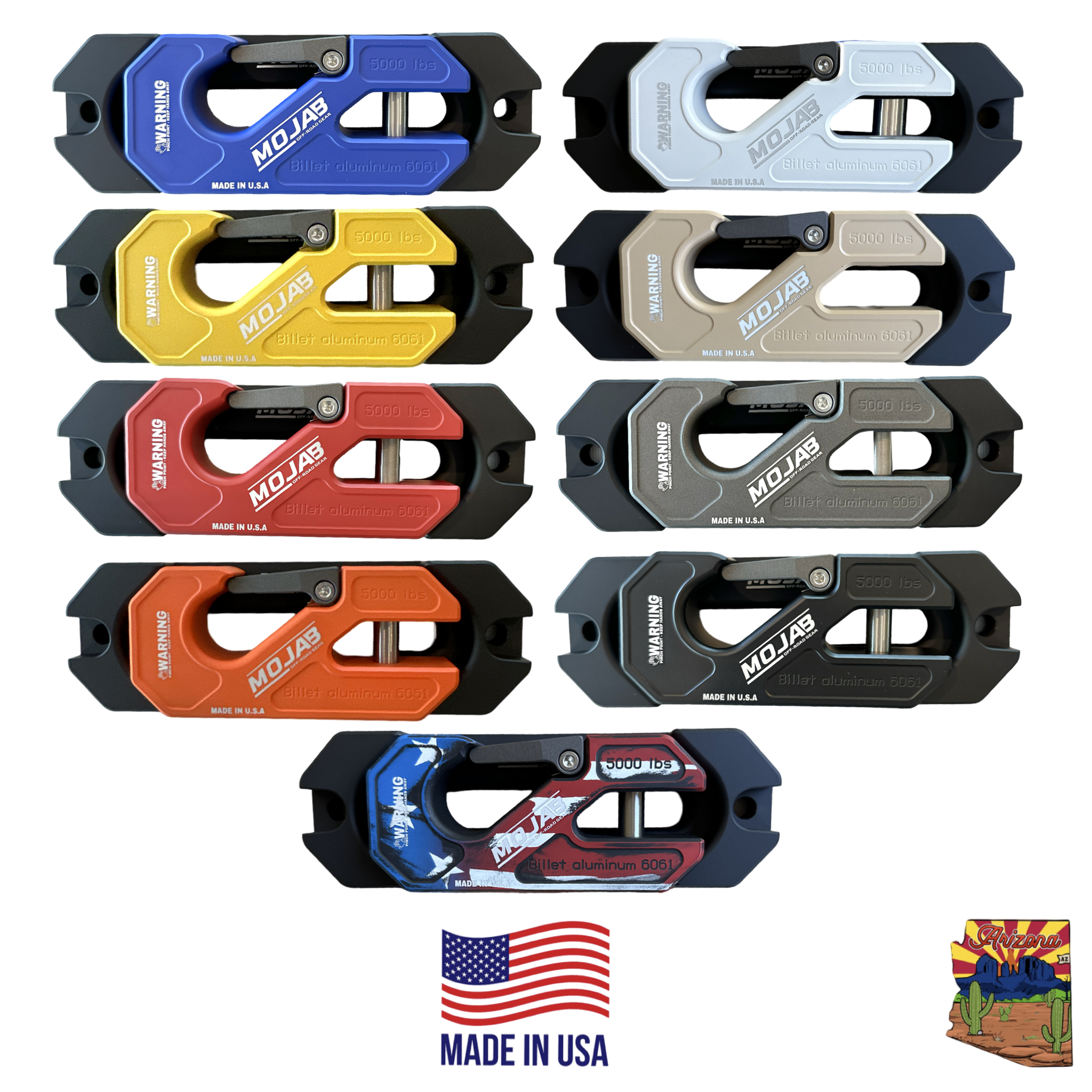 Side by Side ATV UTV recessed aluminum winch shackles with fairlead kit in multiple colors made in USA