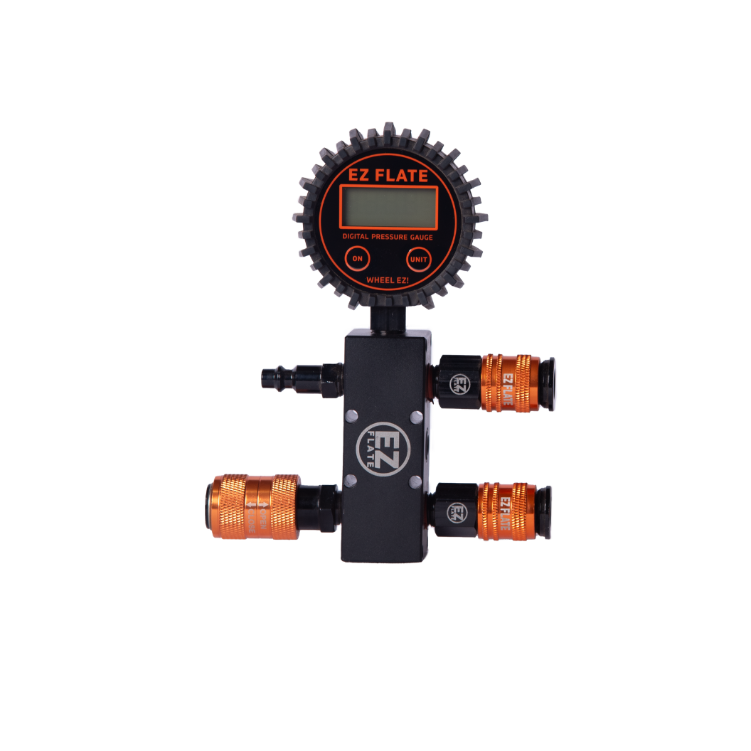 Modular Manifold for customizable off-road air system with Lock & Load Mount compatibility and digital pressure gauge.