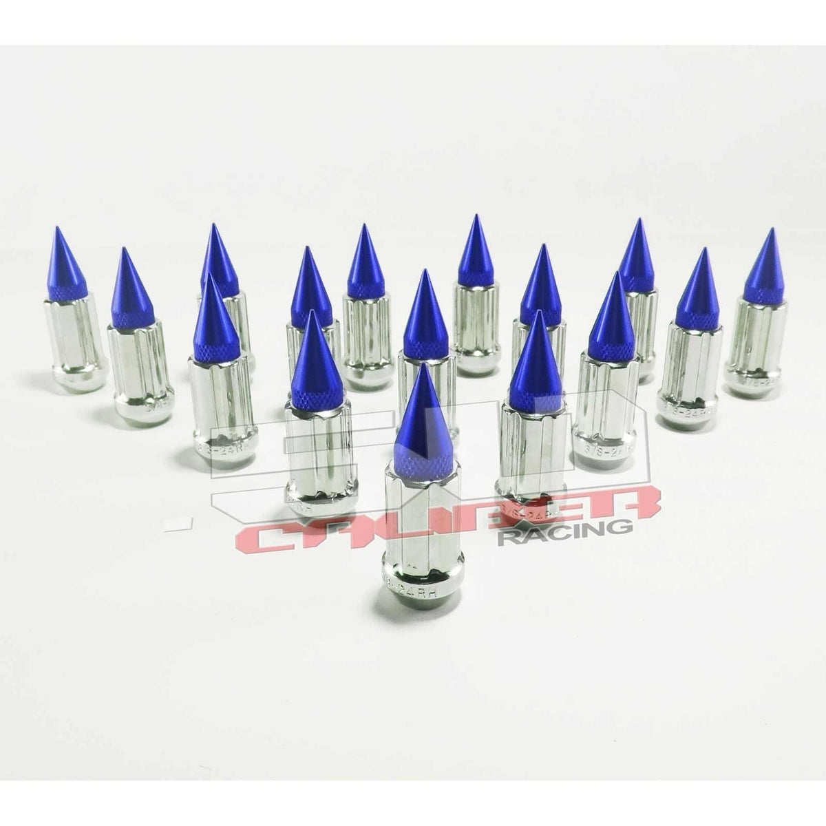 3/8 x 24 Chrome Spiked Lug Nuts Anodized - 16 Pack