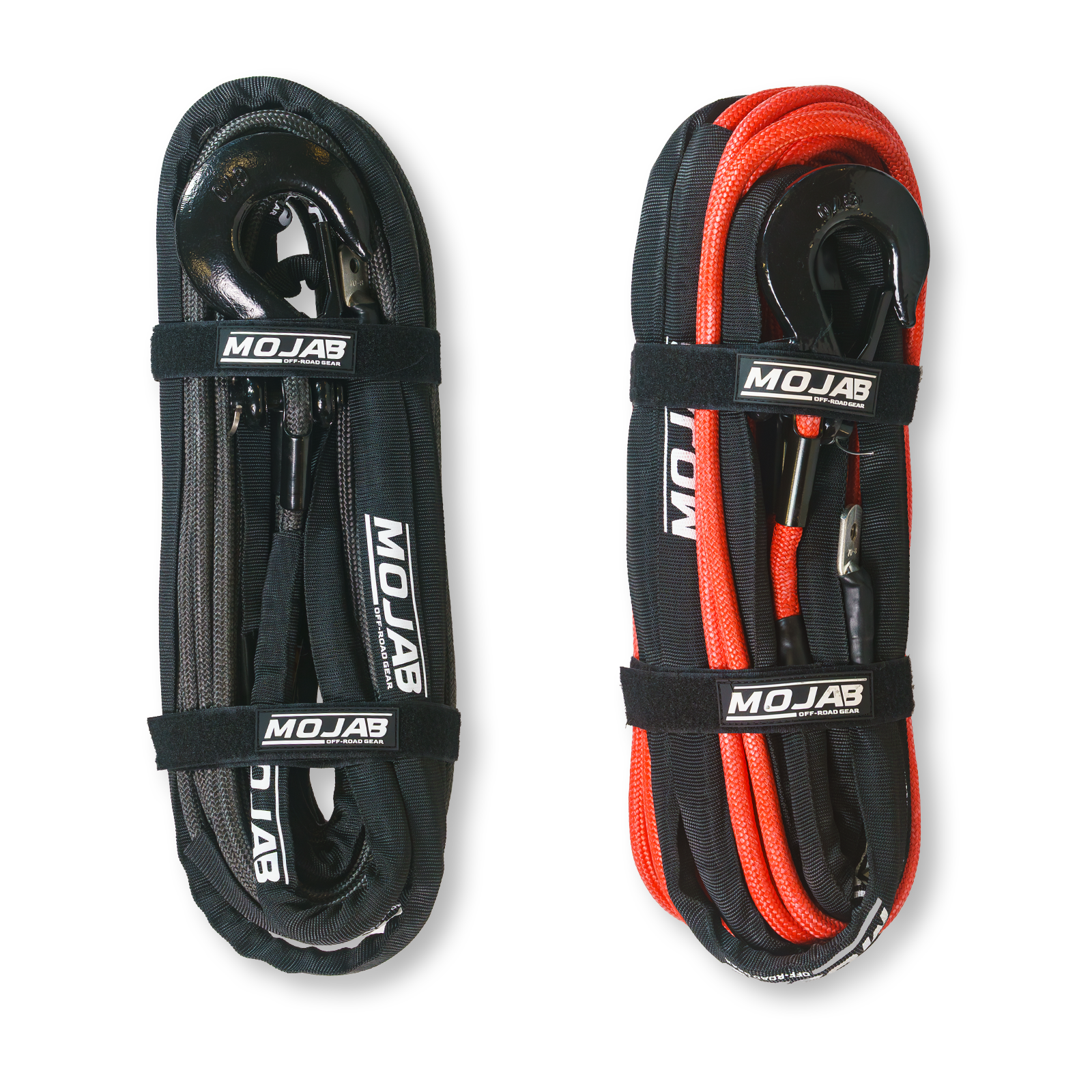 3/8 inch x 85 ft double braided UHMWPE winch rope with forged hook and black protective sleeve