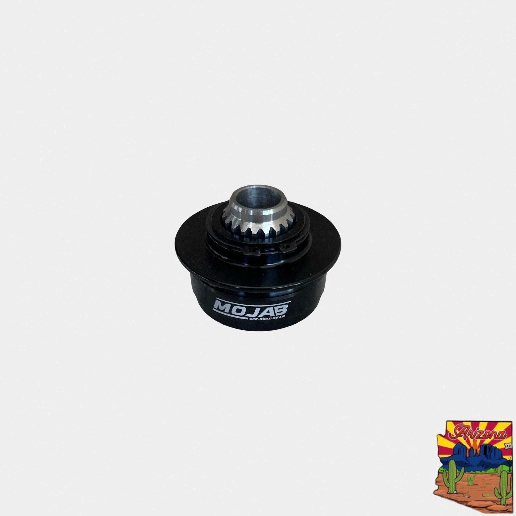 MOJAB black anodized aluminum 3-bolt steering quick release hub for 3/4" 19-spline shaft