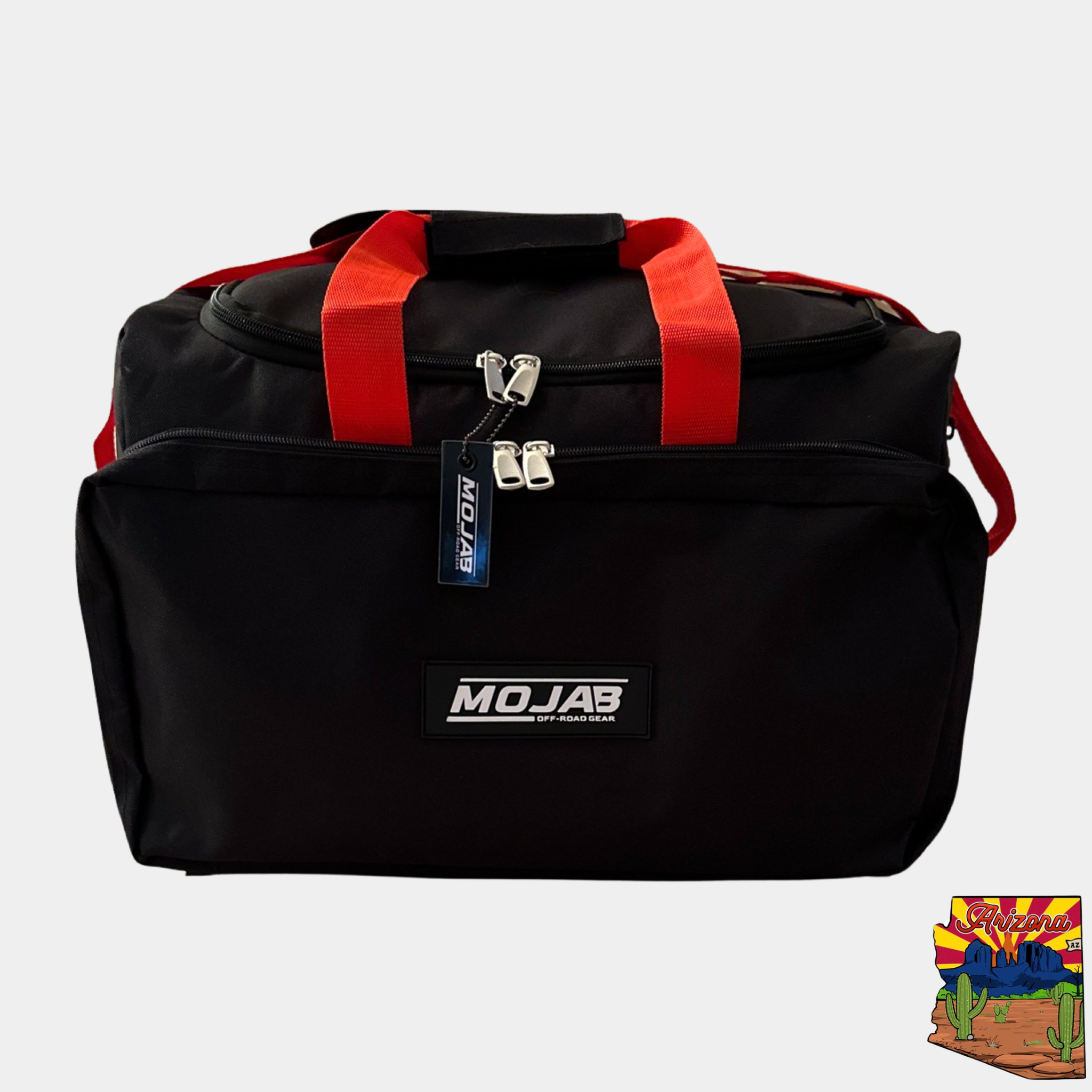 XL Multi-purpose Tool Bag in black Oxford fabric with red handles and multiple zippered pockets for organized tool and recovery gear storage