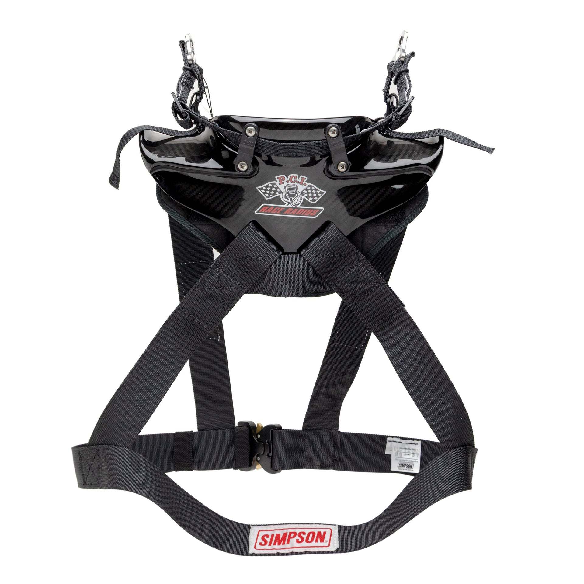 Simpson Racing Hybrid Pro Lite Carbon Fiber head and neck restraint with post anchors, SFI 38.1 certified and FIA 8858-2010 approved, medium size